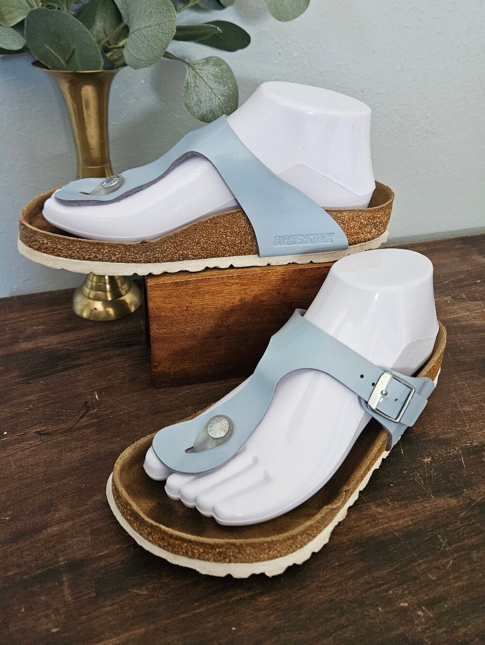 BIRKENSTOCK Gizeh Thong Sandals Dove Blue Color Size 37.